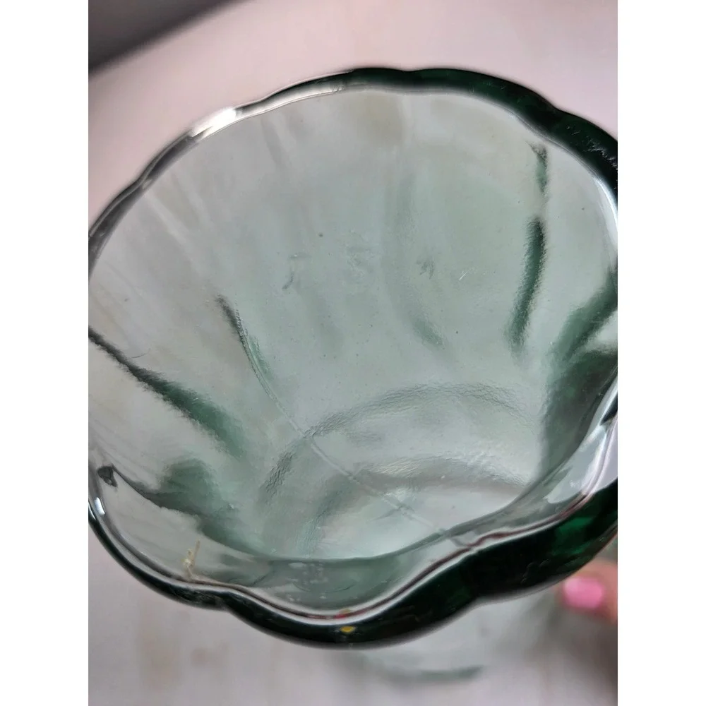 Vintage Coca Cola Glass Pitcher Georgia Green Coke Embossed Ice Lip 9 Inch Boho